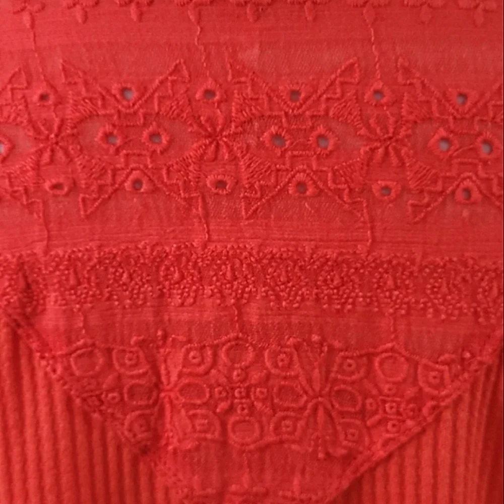 Free People Parisian Nights V-neck Waffle Knit Top Vermillion Red Size XS NWT